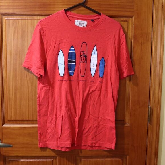Penguin Red Surf Board Graphic Tshirt LG - Picture 2 of 7